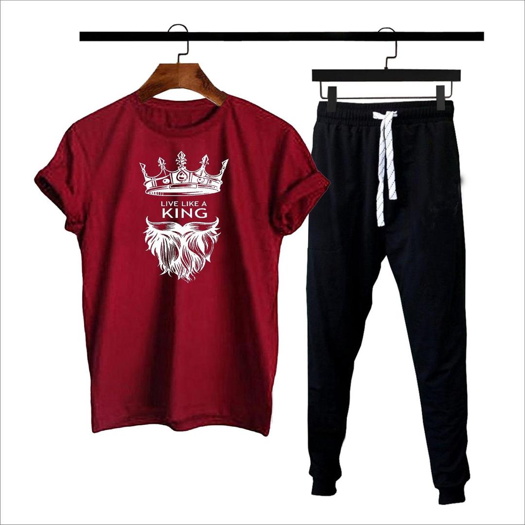 2 Pcs Men's Cotton Printed Track Suit